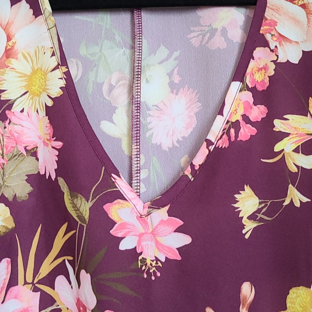 Women's Sweet Pea Purple Blouse 3/4 Sleeve Size L - Picture 7 of 7